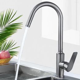 Kitchen Faucets 360° Rotate And Cold Single Handle Tap 304 Stainless Steel Faucet Ceramic Plate Spool Water