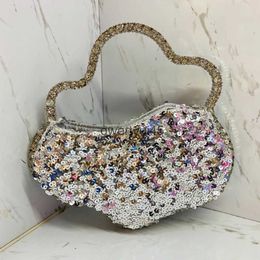 Shoulder Bags andbags Sequins Rinestone Metallic Ring For Women Luxury Designer 2023 New In Diamonds Evening Party Bag Clu PursesH2422