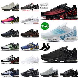 Wholesale Tn plus 3 Running Shoes Tuned III Athletic Trainers Tns Tnplus Mesh Triple Black All White Utility Ghost Green Aqua Obsidian Big Size 12 Sneakers