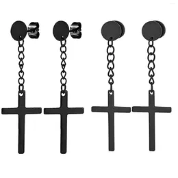 Dangle Earrings 1 Pair Unisex Cool Stainless Steel Cross Chain Drop For Men Women Fashion Piecing Jewellery Gifts