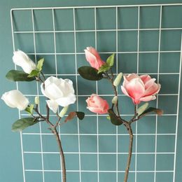 Simulation Single Branch Magnolia Silk Artificial Flower For Home Decoration Vase Orchid Wedding Bride Holding Fake Plant Decorati271s