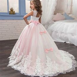 Girl's Dresses Fancy Flower Long Prom Gowns Teenagers Dresses for Girl Children Party Clothing Kids Evening Formal Dress for Bridesmaid Wedding