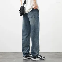 Men's Jeans 2024 Teens Denim Pants Spring/Summer Elastic Loose Straight Leg High Street Retro Trend