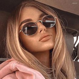 Sunglasses Small Metal Frame Oval Women's Vintage Trendy Designer 90s Classic Round Ladies Shades Brand Eyewear Men