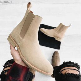 Boots Chelsea Boots Men Handmade Business Black Red Slip on Flock Pu Cowboy Boots Sapato Masculino Men Boots