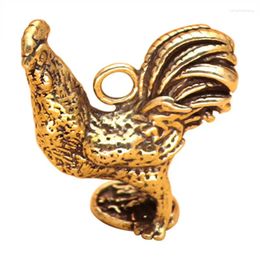 Keychains Mid-Autumn Festival Key Chain Pendant Coin Zodiac Rooster Brass Fortune Retro Transfer Gift