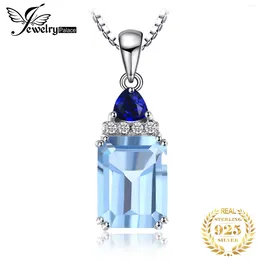 Pendants JewelryPalace 1.7ct Emerald Cut Sky Blue Topaz Created Sapphire 925 Sterling Silver Pendant Necklace For Woman Without Chain