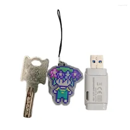 Keychains 4cm Pixel Acrylic Omori Game Keychain Bag Car Keyring Anime Pendant Student Gift Kel Basil Mobile Chain Phone Charm Accessories