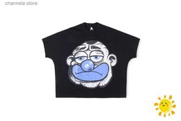 Men's T-Shirts 24SS Cartoon Pattern Print Loose T-shirt for Men Women Top Version Streetwear Tees T Shirt Techwear T240202