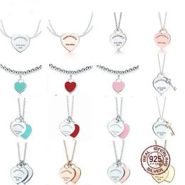 2024 fashion Tiffanines classic designer 925 Sterling silver Necklace for women Pendant heart-shaped bead Chain Rose Gold engagement luxury jewelry gift