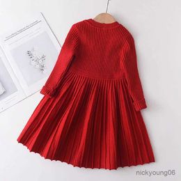 Girl's Dresses New Years Red Long Sleeve Sweater Dress Girls Princess Baby Girl Clothes Sweet Tutu Party Dresses Christmas Little Girl Clothes