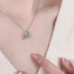 Fashion Shine Crystal Star Star Pendants 14K White Gold Necklace For Girl Women Chains Personality Aesthetic Design Necklaces Y2k Jewelry 2024