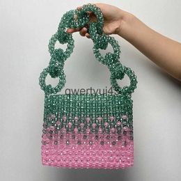 Shoulder Bags Color Acrylic Evening Clu Party For Women Luxury Designer andbag Purses 2024 Fasion andmade Beading Square SoulderH2422