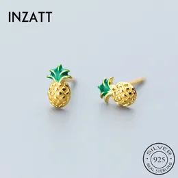 Stud Earrings INZAPunk Fruit Gold Pineapple 2024 For Lovely Women Birthday Party 925 Sterling Silver Fashion Jewelry Gift