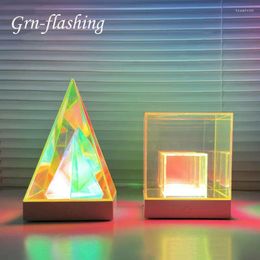 Night Lights LED Pyramid Bedroom Decor Magic Cube Light USB Colour Dimming Atmosphere Lamps Home Decoration Birthday Gift Lamp