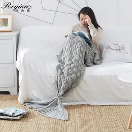 Blankets REGINA Soft Knitted Mermaid Tail Blanket Cute Fashion Casual For Sofa Bed Adult Kid Perlage 2024