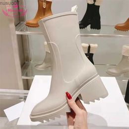 Boots Chunky Heel Rain Boots for Women Thick Sole Platform Ankle Boots Designer Winter Chelsea Boots Ladies Rubber Boot Rain Shoes