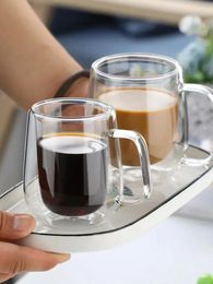 Mugs Double Glass With Handle Creative Mug High Borosilicate Cold Drink Milk Juice Coffee Cup