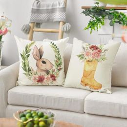 Pillow Easter Pillowcase Case With Egg Flower Design For Sofa Bedroom Decoration Reusable Holiday Cover As
