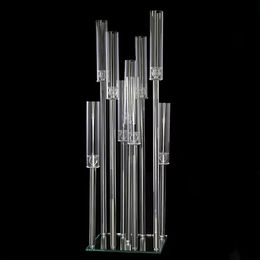 only can use led candle)Tall acrylic wedding Centrepiece crystal candelabra table lamp Flower Arrangement stand Centrepiece Wedding Decorative Table Design 422