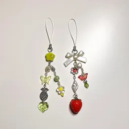 Keychains Fruit Beaded Phone Charm Aesthetic Y2K Style Accessories