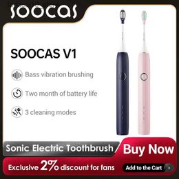 Toothbrush SOOCAS Sonic Electric Toothbrush V1 Smart Cleaning and Whitening Ultrasonic Tooth Brush IPX7 Waterproof travel portable Q240202