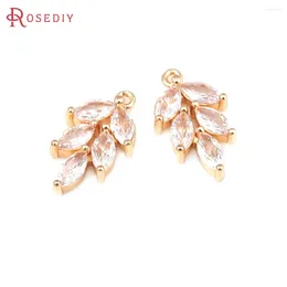 Pendant Necklaces 10PCS 18K Gold Color Brass And Zircon Tree Leaf Charms Pendants High Quality Diy Jewelry Making Earrings Accessories For