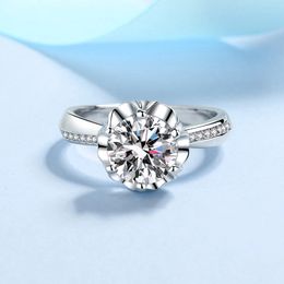 100% 925 Sterling Silver Wedding Band 1-2CT Ring 3D Flower Diamond Engagement Rings For Women Promise Jewellery 240201