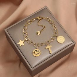 Link Bracelets Fashion Stainless Bracelet Female Star Letter Luck Charm Titanium Steel Bangles Jewellery