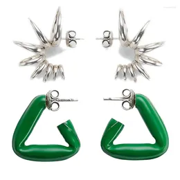 Dangle Earrings 2024 B For Women 1:1 High Quality Fold Triangle Green Spine Intreccio Hoop Chains Ceramic Platinum Gold Gift