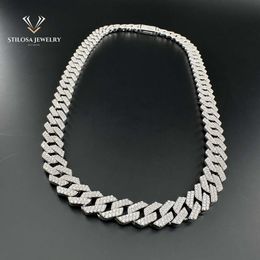 Custom Size Hip Hop Necklace Fashion Jewellery Vvs Moissanite with 925 Sterling Silver 18mm 14k Rose Plated Cuban Link Chain