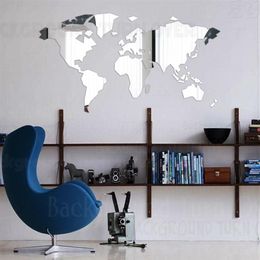 Mirror Wall Stickers Sticker Decoration Bedroom Decor Room Decals Living Large Abstract World Map Time Zone R137 Y200103236M