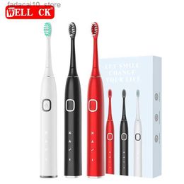 Toothbrush Sonic Electric Toothbrush USB Charge Rechargeable 3 Modes Electronic Whitening IPX7 Waterproof Teeth Brush Chinese Red Q240202