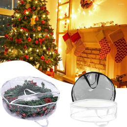 Storage Bags 1/2Pcs Garland Bag Transparent With Window Wreath Box Lightweight Durable Pvc Christmas For