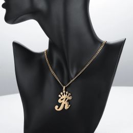 Necklaces Sample Layer Large Letter Crown Pendant Gold Plated Personalized Jewelry Custom Initial Necklace For Women/Men Gift