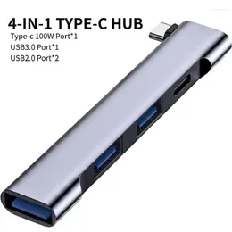 Aluminum 4 In 1 USB-C USB HUB Mini Portable 3.0 Docking Station PD High Speed For Computer Accessories