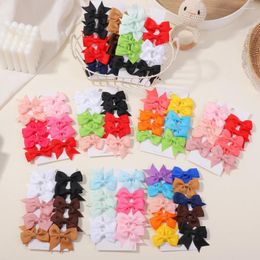 Hair Accessories 10Pcs/Set 1.9'' Solid Colour Ribbon Kids Bows Clips For Baby Girls Handmade Bowknot Hairpin MiNi Barrettes