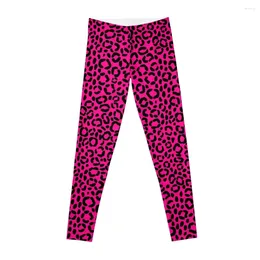 Active Pants Pink And Black Leopard Print Pattern Leggings Sport Set Women's Tights Push Up For Womens