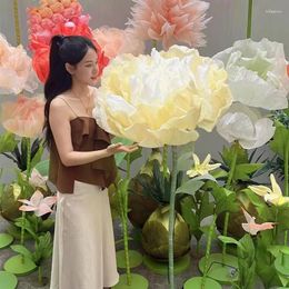 Decorative Flowers Home Decor Artificial Waterproof Automatic Open Closing Mechanical Flower Simulation Christmas Party Wedding Decoration