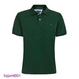 Wglz Mens Tshirts Tommyhilfiger Designer Tshirt Original Quality Casual Solid Colour Loose Large Polo Shirt Short Sleeve Cotton Embroidered Lapel