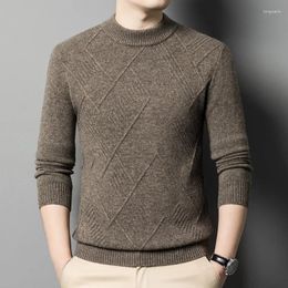 Men's Sweaters Autumn Winter Men Warm Woollen Sweater Fashion Casual O-Neck Handsome Slim Short Male Thick Knit Bottom Pullover