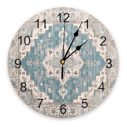 Wall Clocks Vintage Wallpaper Murals Middle Ages Printed Clock Modern Silent Living Room Home Decor Hanging Watch