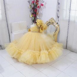 Girl Dresses Red Dress Glitter Boat Neck Short Flower Cute Baby Princess First Communion Vestido