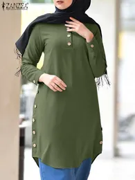 Ethnic Clothing ZANZEA Vintage Muslim Blouse Solid Full Sleeve Tops Islamic Elegant Holiday Chemise Dubai Turkey Abaya Shirt Blusas