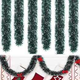 Decorative Flowers 2M Christmas Bar Tops Ribbon Garland Home Party Wall Door Decor Tree Ornaments Tinsel Strips With Ball Supplies