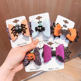 Hair Accessories Glitter Bows With Pumpkin Hairgrips Halloween Clips For Gilrs Dance Party Barrettes