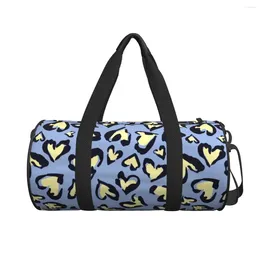 Duffel Bags Heart Leopard Travel Bag Abstract Geometric Yoga Sports Large Colorful Gym Couple Pattern Portable Fitness