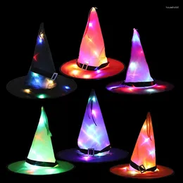 Party Decoration 1PC LED Lights Witch Hats Halloween Costume Cosplay Props Outdoor Tree Hanging Ornament Decor