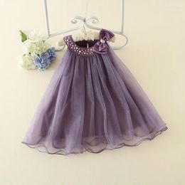 Girl Dresses Party Formal Girls Children Purple Flower Vestidos Fashion Kids Clothes For 4 6 8 10 12 Years AKF164099