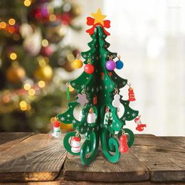 Christmas Decorations Creative Desktop Tree Decoration Ornaments Children Handmade DIY Stereo Wooden Scene Layout